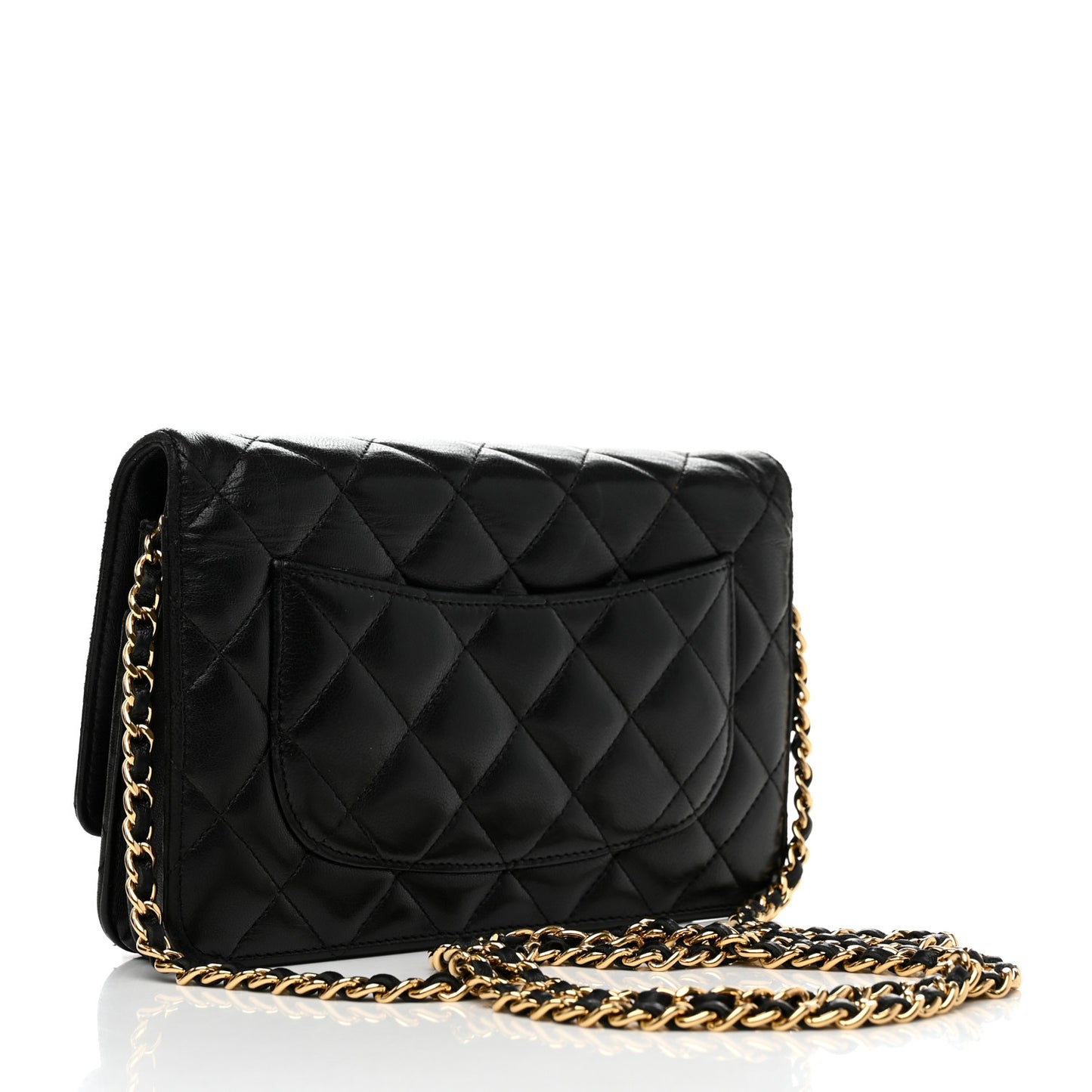 Lambskin Quilted Wallet On Chain WOC Black