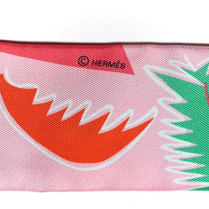 Hermes Silk Sea Surf and Fun Twilly Rose Vermillon Menthol 3 of 5