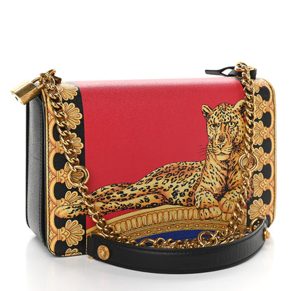 Versace Calfskin Leopard Baroque Print Medium Icon Chain Bag Black Multicolor 2 of 8