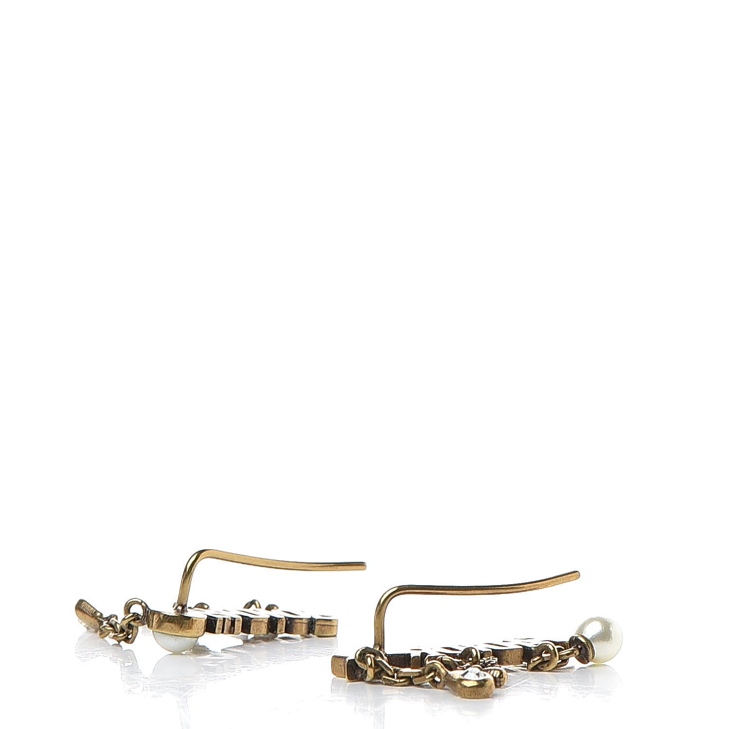 Christian Dior Metal Pearl J'Adior Earrings Aged Gold 3 of 4