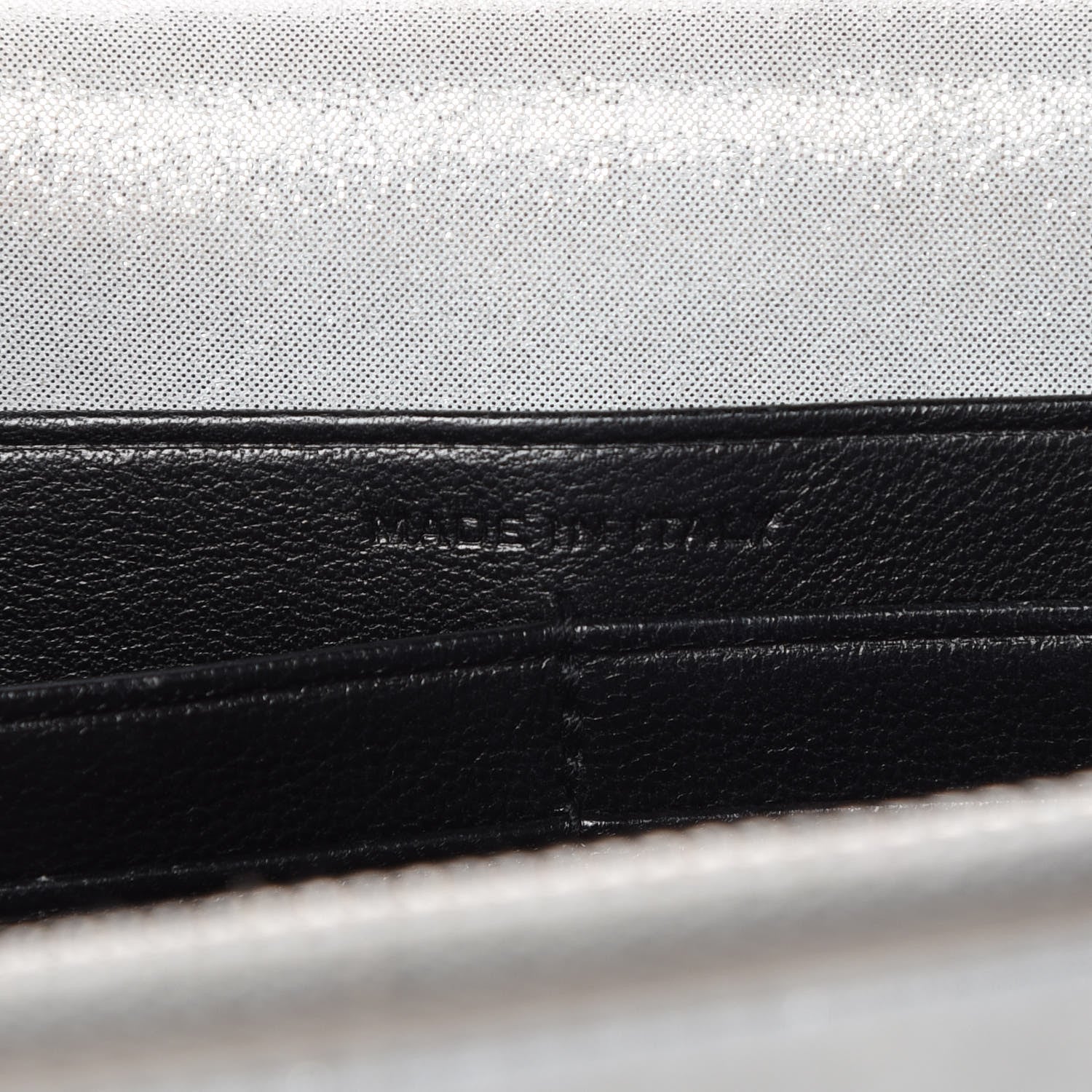 Saint Laurent Metallic Fabric Monogram Envelope Chain Wallet Silver 9 of 13