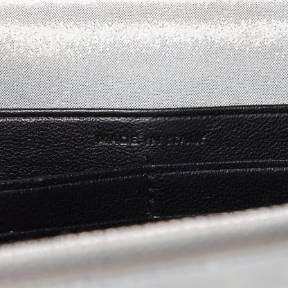 Saint Laurent Metallic Fabric Monogram Envelope Chain Wallet Silver 9 of 13