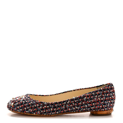 Chanel Tweed Crystal CC Ballerina Flats 40 Multicolor 1 of 9