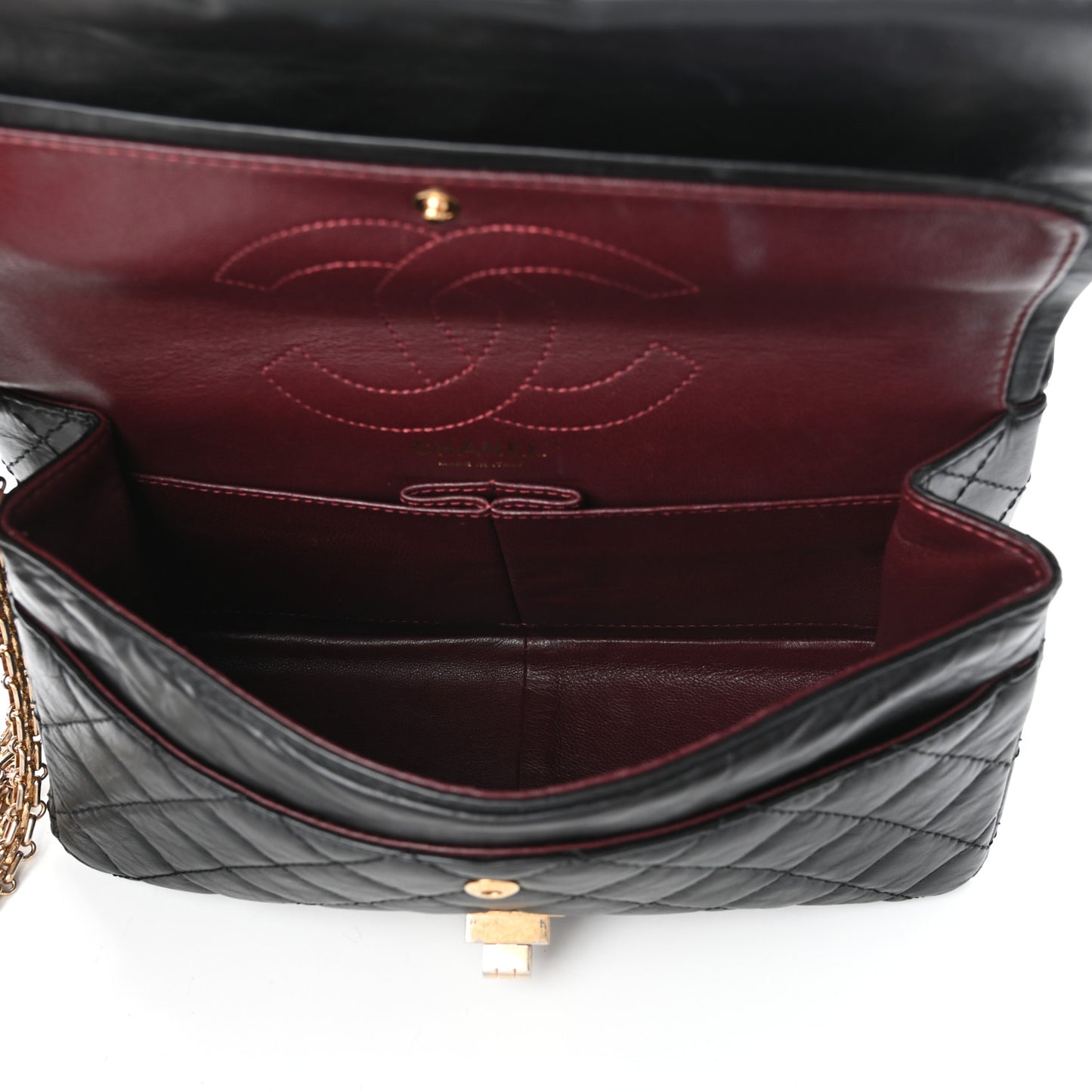 Aged Calfskin Quilted 2.55 Reissue 226 Flap Black