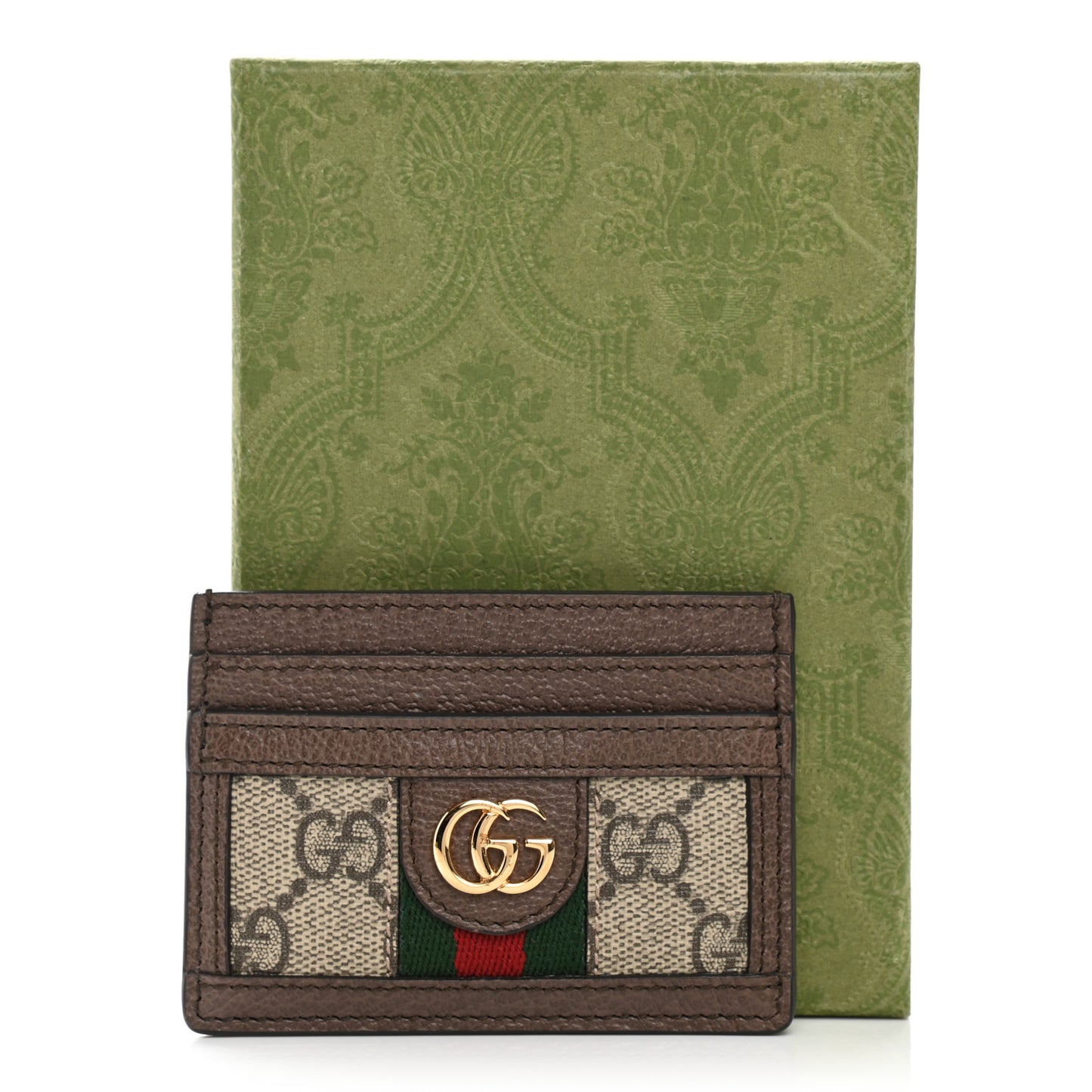 GG Supreme Monogram Ophidia Card Holder Brown