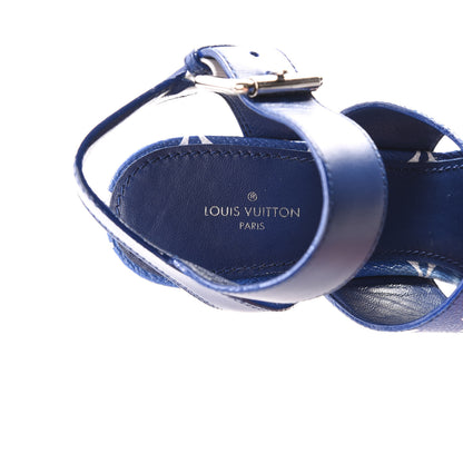 Louis Vuitton Monogram Escale Starboard Wedge Sandal 37 Blue 7 of 9