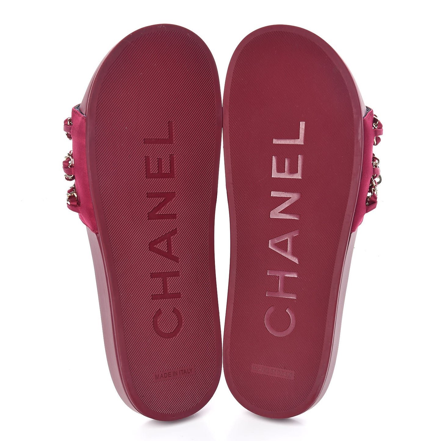 Satin Chain Flat Sandals 39 Dark Fuchsia