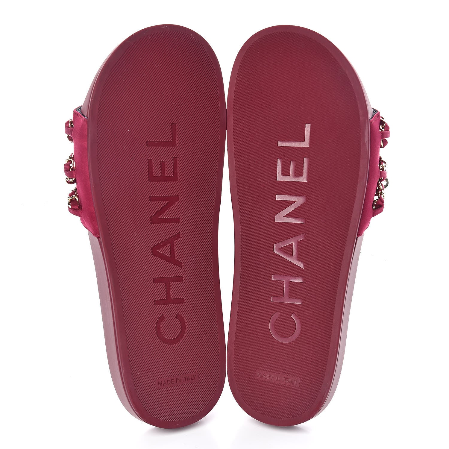 Chanel Satin Chain Flat Sandals 39 Dark Fuchsia 10 of 10