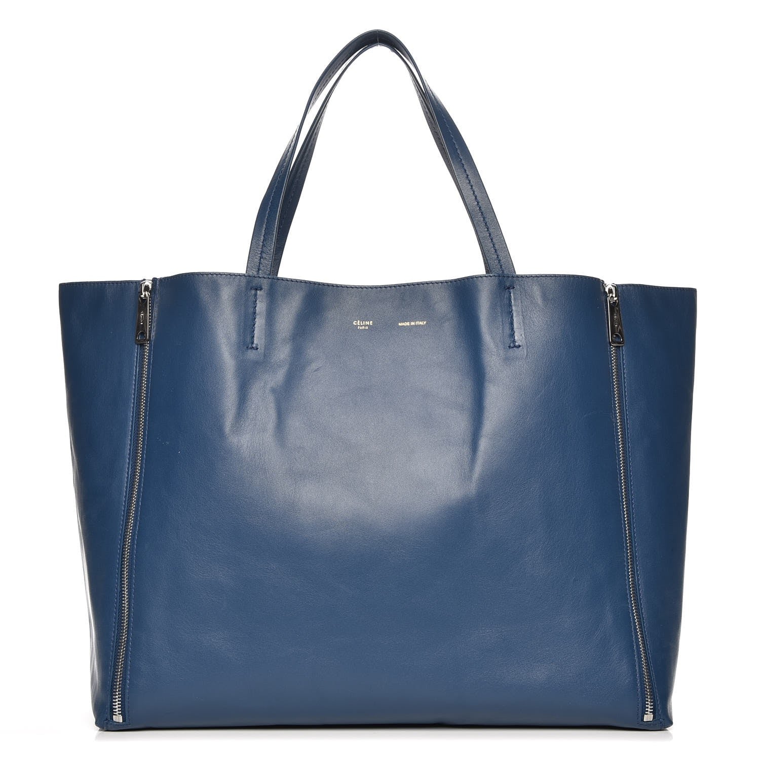 Celine Smooth Lambskin Horizontal Zipper Gusset Cabas Ocean Blue 1 of 11