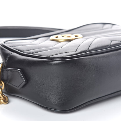 Gucci Calfskin Matelasse Mini GG Marmont Chain Shoulder Bag Black 8 of 9