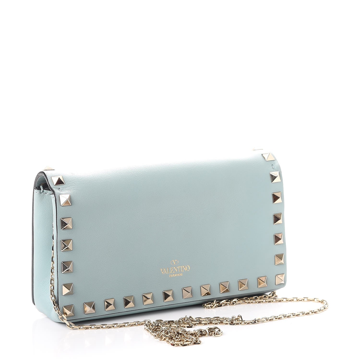 Valentino Garavani Vitello Small Rockstud Chain Flap Crossbody Bag Blue 4 of 10