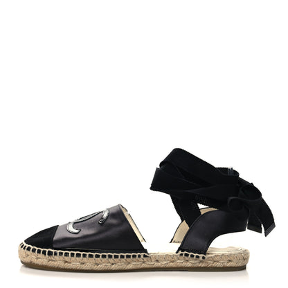 Chanel Lambskin Velvet Patent CC Espadrilles 39 Black 1 of 9