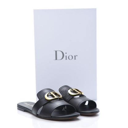 Christian Dior Calfskin 30 Montaigne Flat Slide Sandals 38 Black 8 of 8