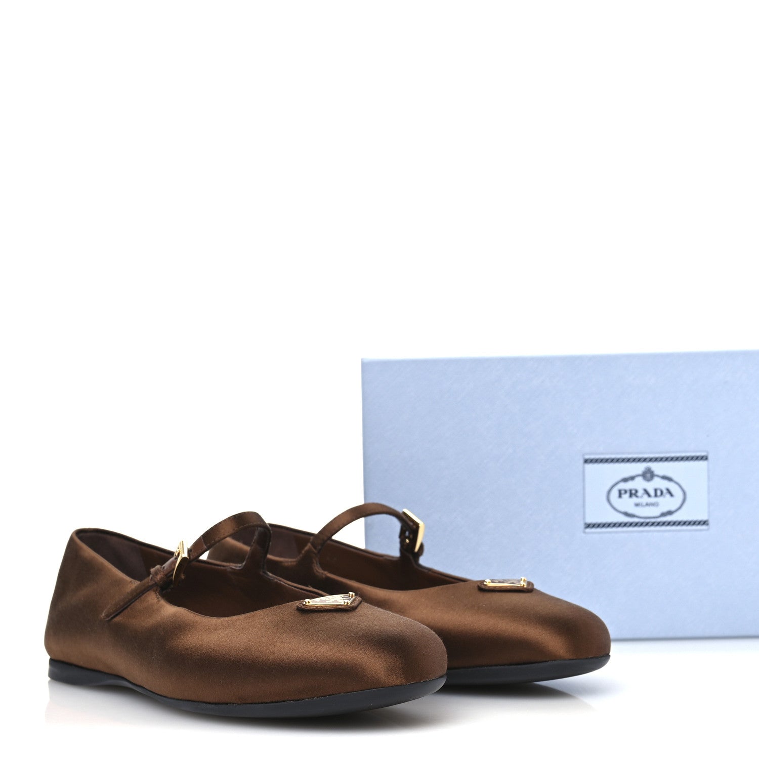 Prada Satin Triangle Ballerina Flats 40 Tabacco 8 of 10