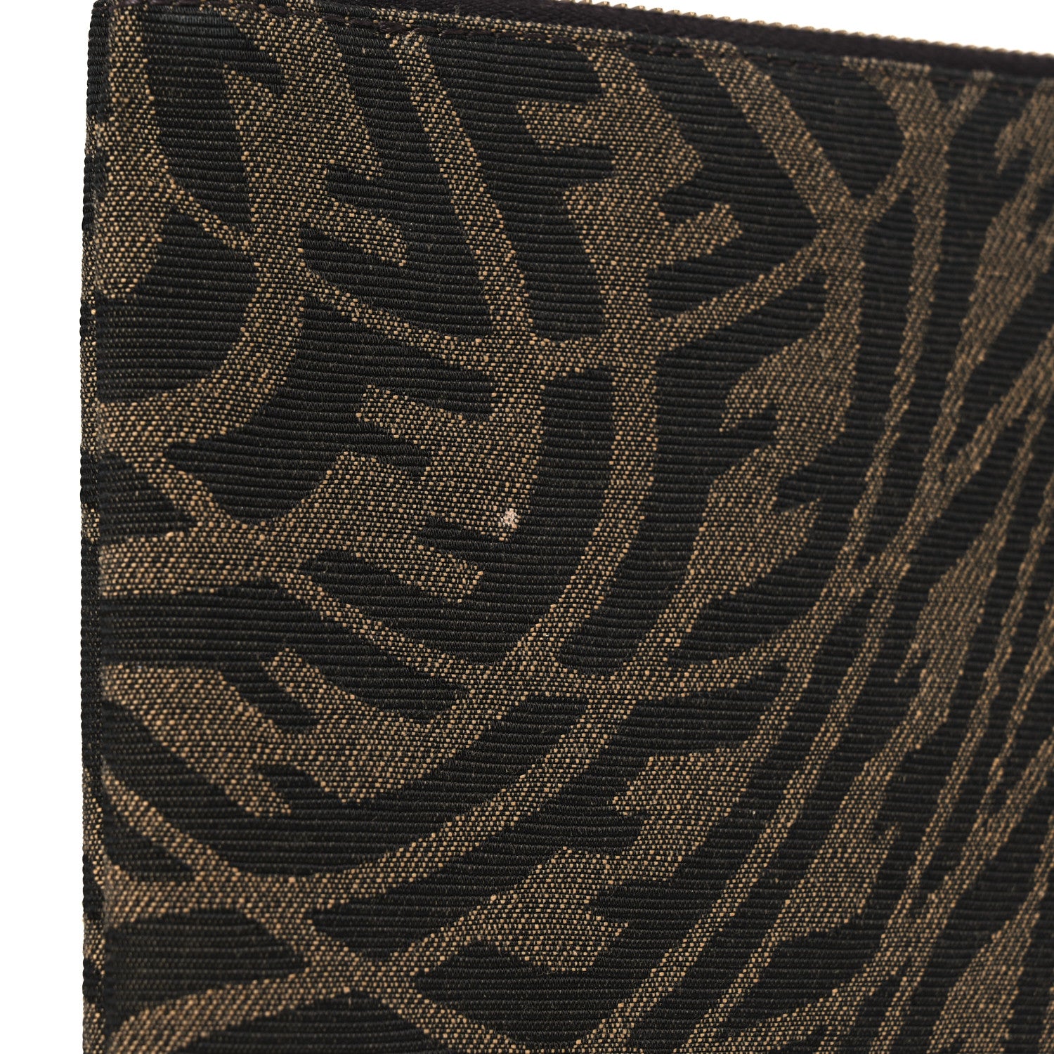 Fendi X SARAH COLEMAN Fabric Jacquard Vitello King FF Vertigo Medium Flat Pouch Tobacco Moro Black 8 of 9
