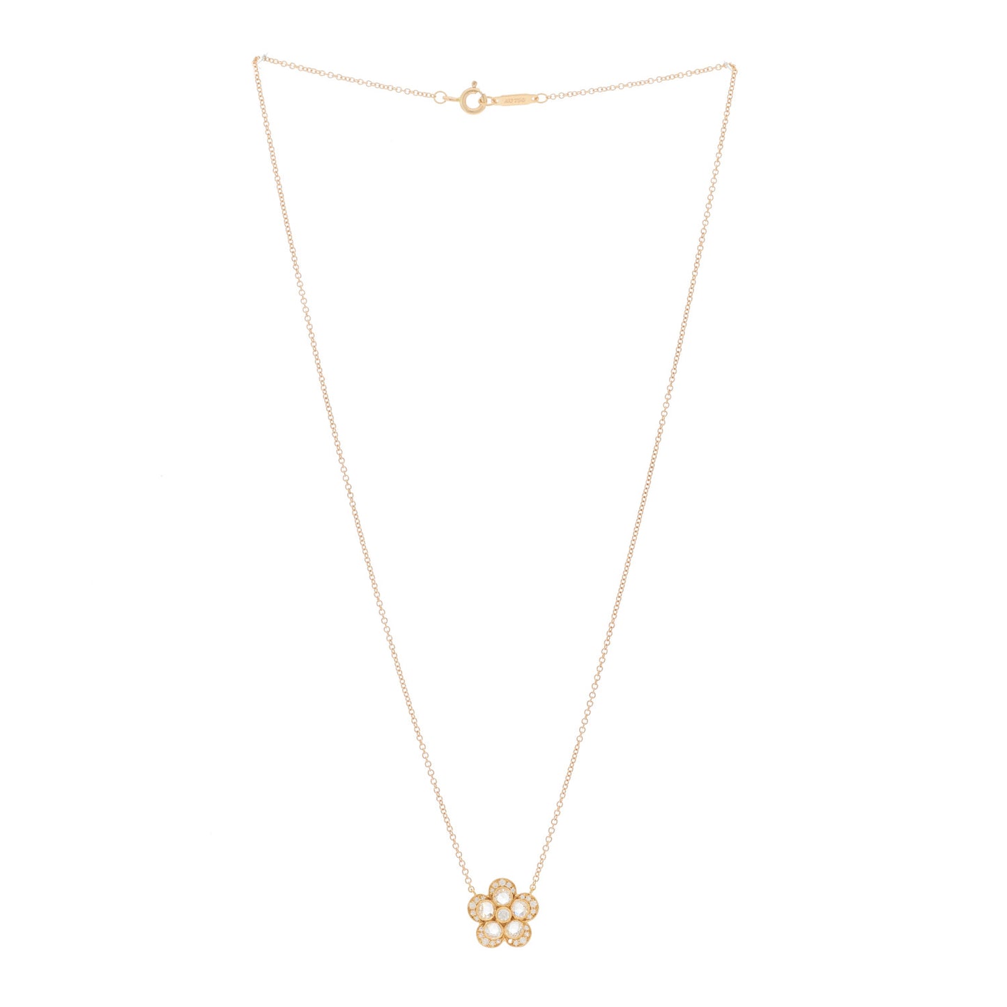 18K Rose Gold Diamond Small Enchant Garden Rose Cut Flower Pendant Necklace