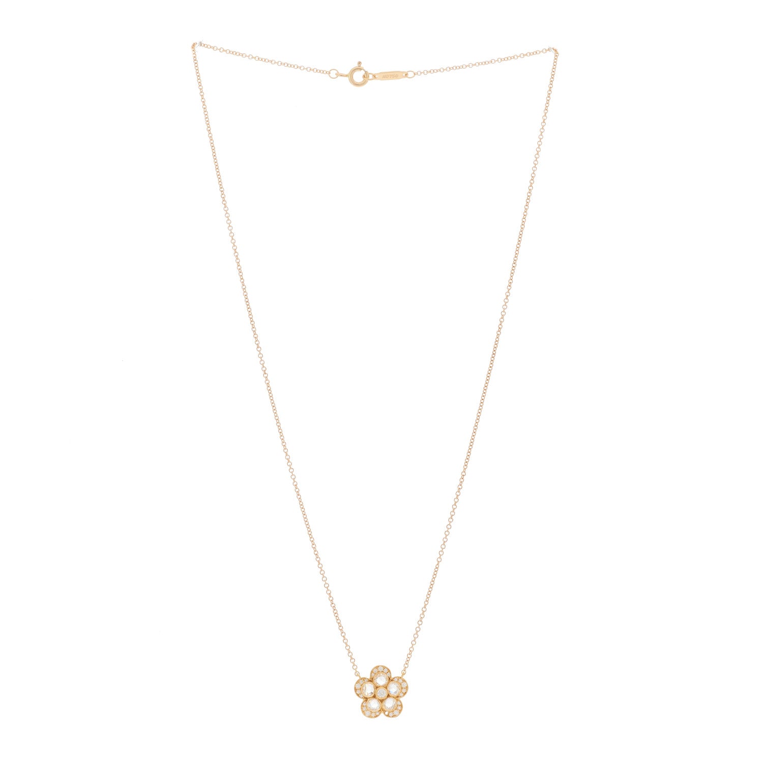 Tiffany 18K Rose Gold Diamond Small Enchant Garden Rose Cut Flower Pendant Necklace 2 of 4