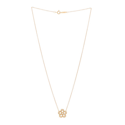 Tiffany 18K Rose Gold Diamond Small Enchant Garden Rose Cut Flower Pendant Necklace 2 of 4