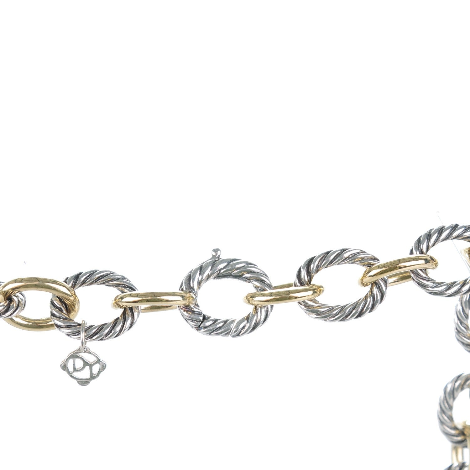 David Yurman Sterling Silver 18k Gold Large Oval Link Necklace 3 of 5