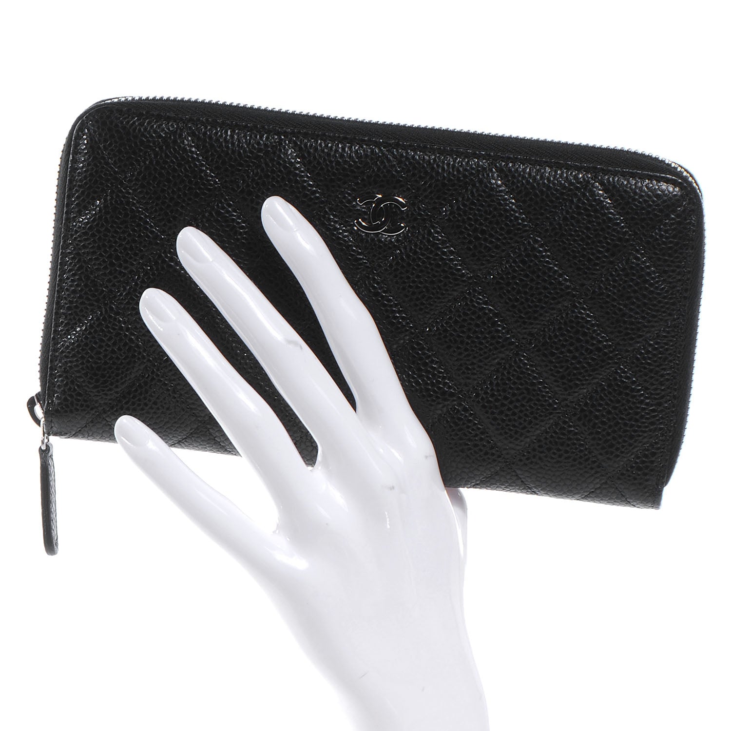 Chanel Caviar Quilted Zip Around Wallet Black 2 of 8