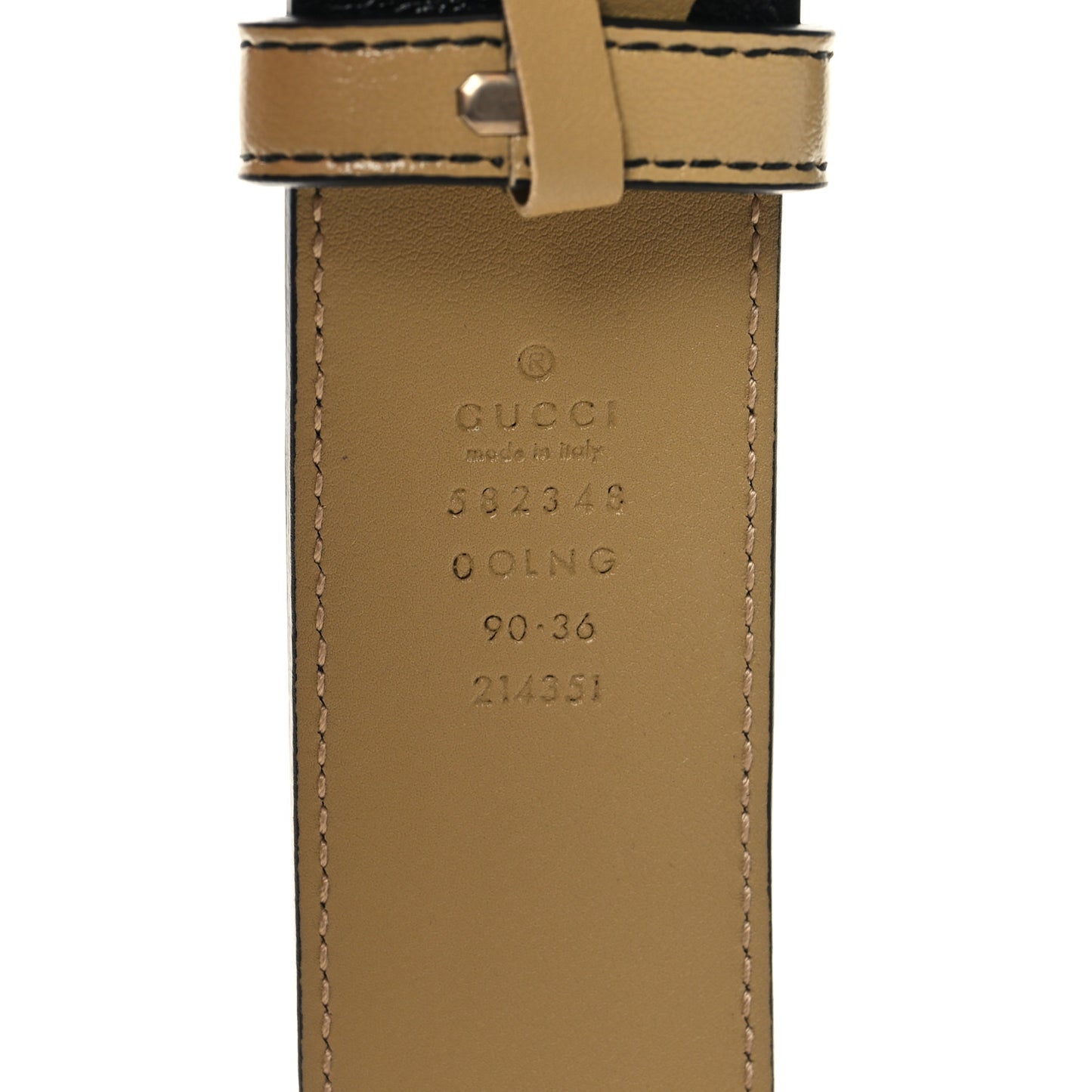 Calfskin Striped Textured Double G 50mm Belt 90 36 Black Beige