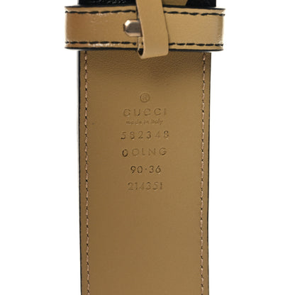 Gucci Calfskin Striped Textured Double G 50mm Belt 90 36 Black Beige 5 of 5