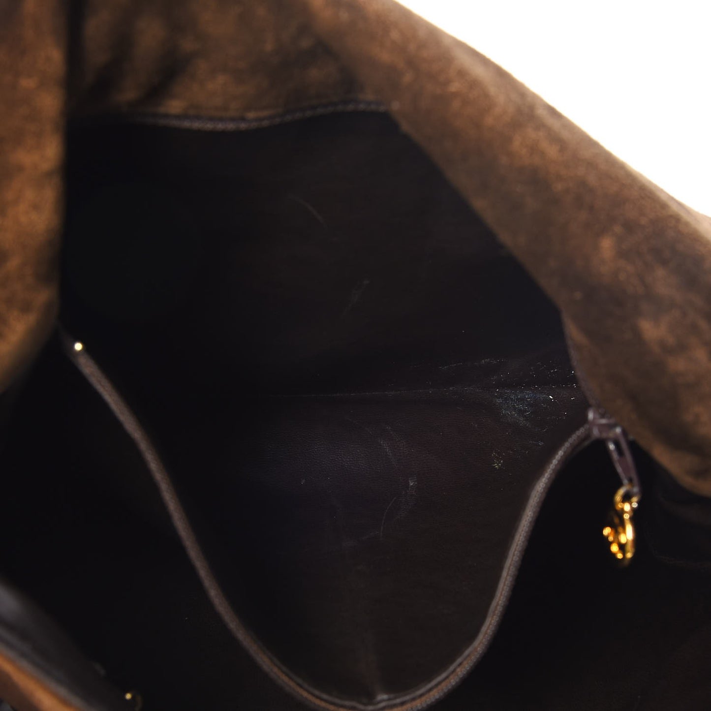 Suede CC Fringe Messenger Flap Bag Brown