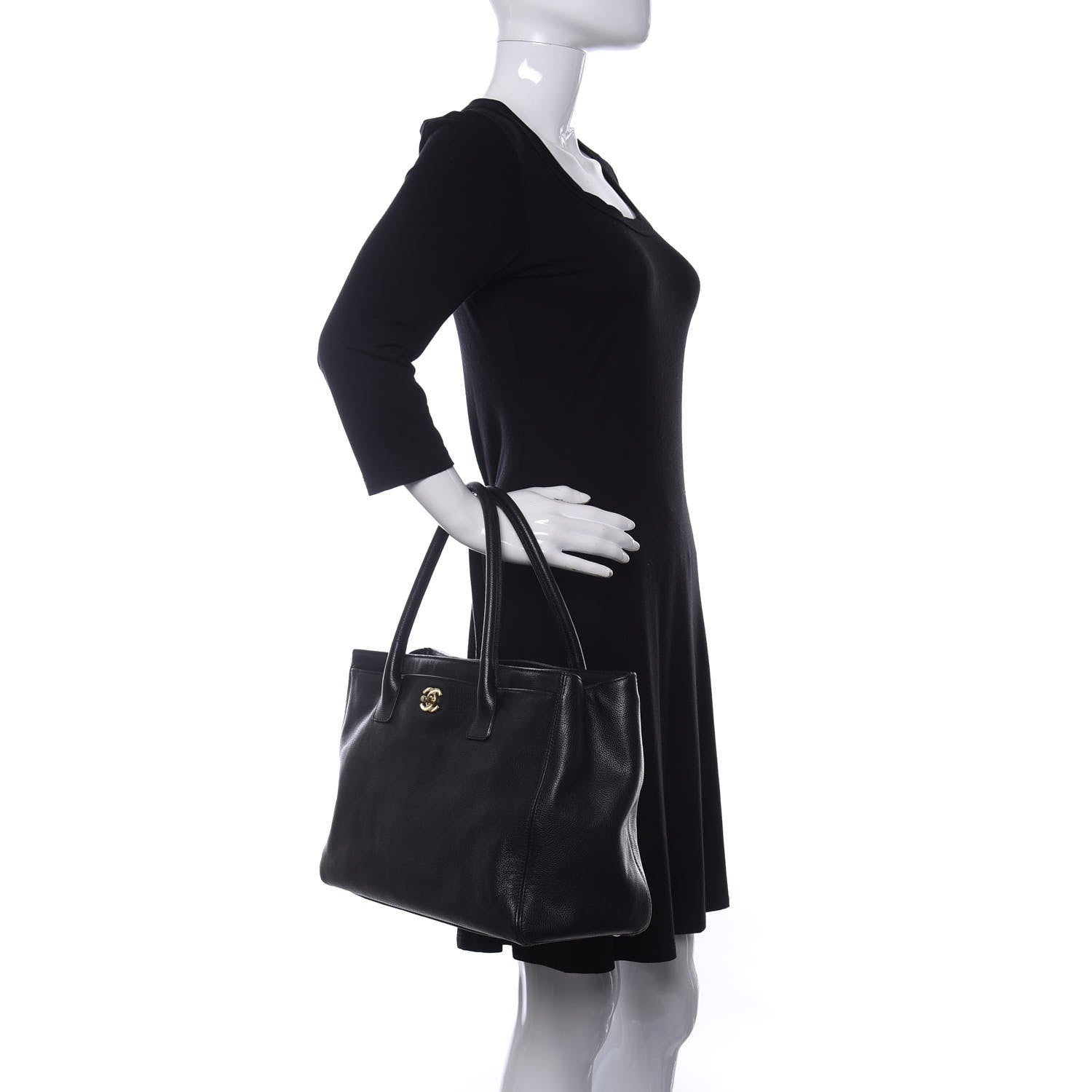 Chanel Calfskin Cerf Executive Shopper Tote Black 2 of 17