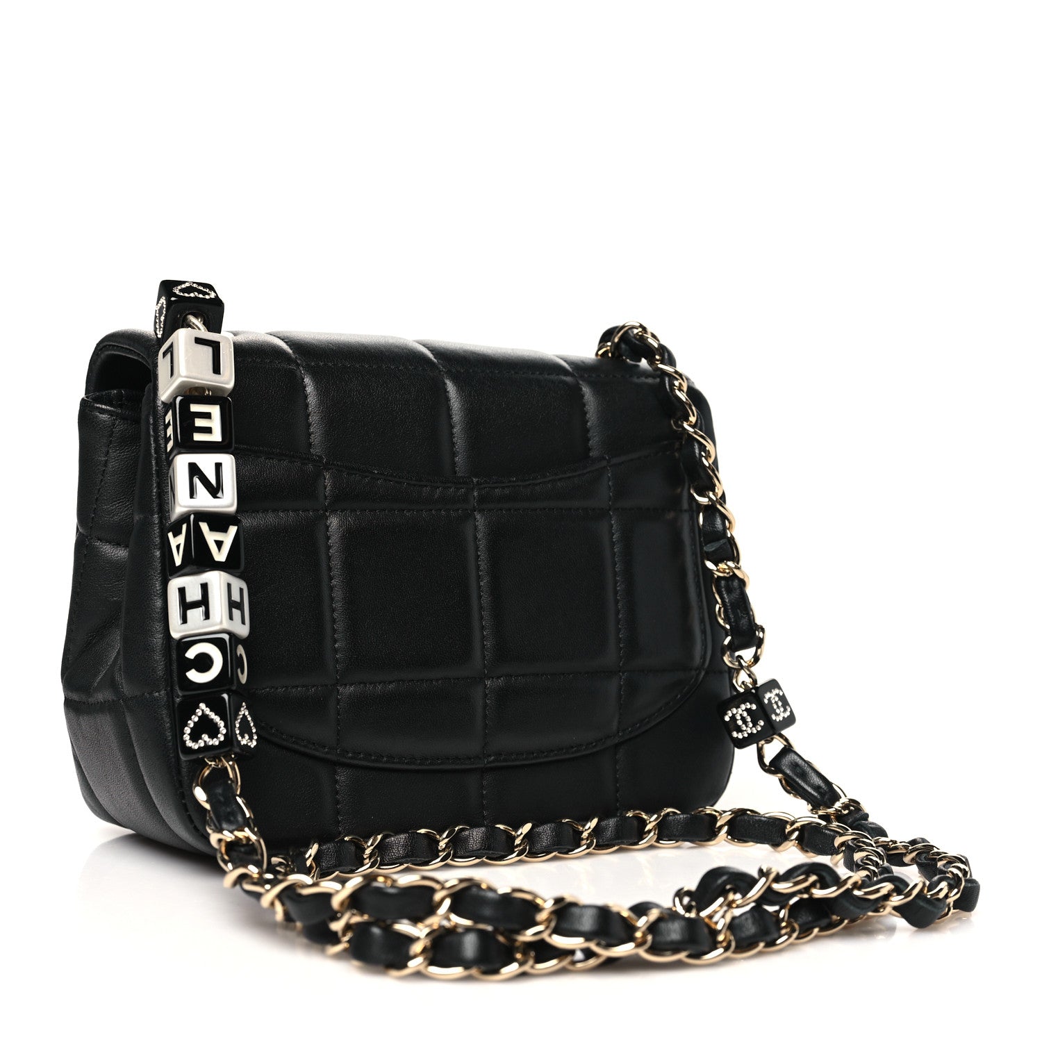 Chanel Lambskin Resin Crystal Square Quilted Mini Monacoco Flap Black 3 of 10