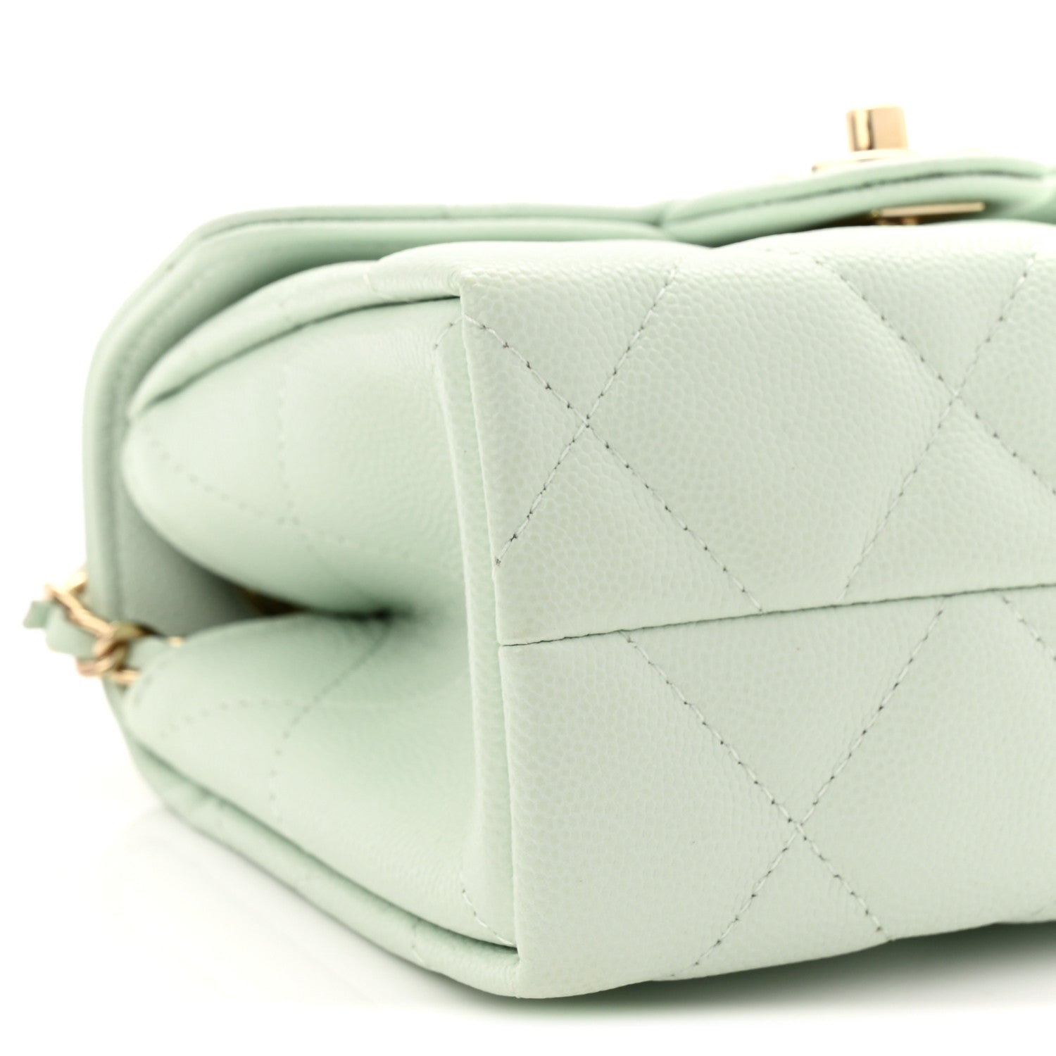 Chanel Caviar Quilted Retro Twist Top Handle Clutch Light Green 10 of 11