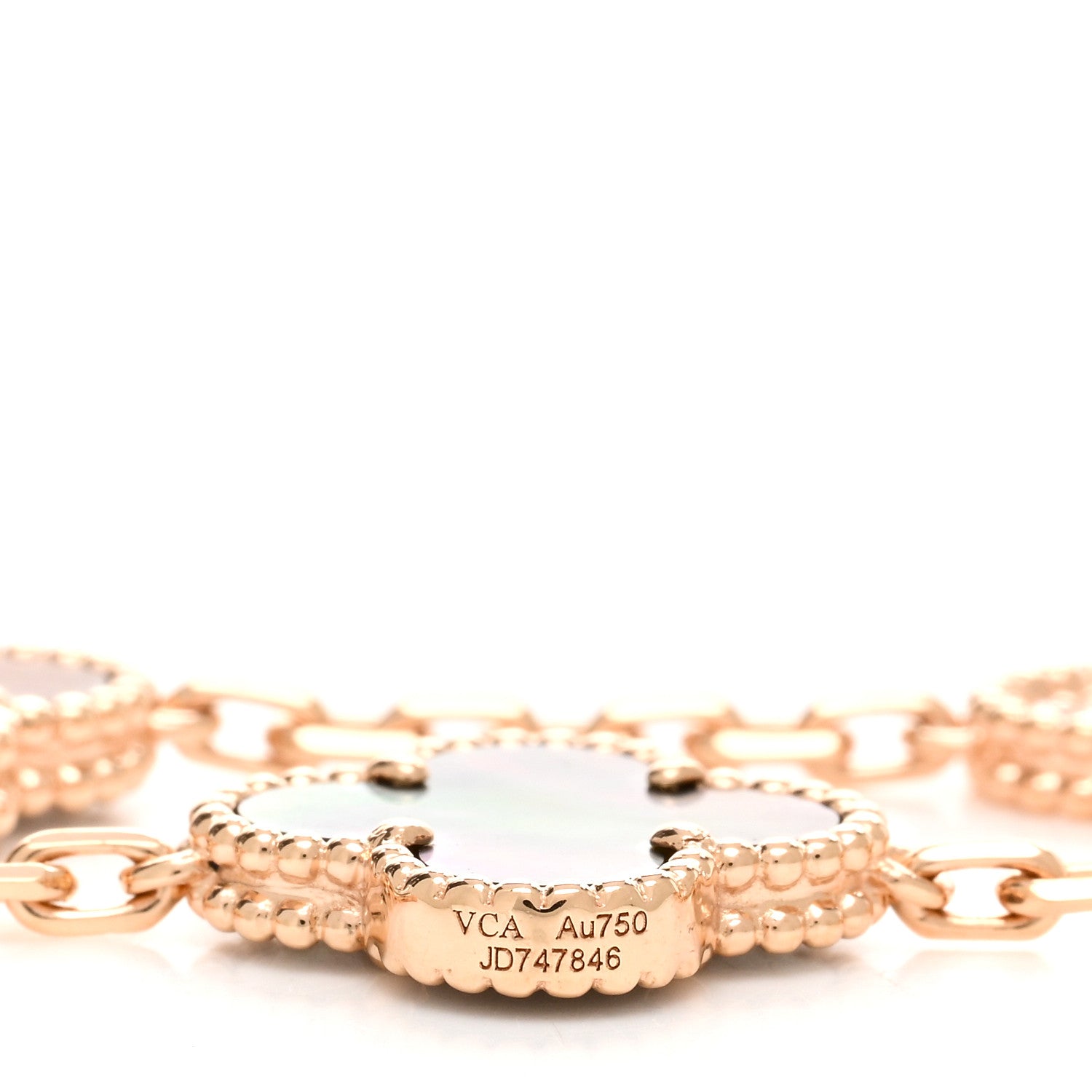 Van Cleef & Arpels 18K Rose Gold Diamond Gray Mother of Pearl 5 Motifs Vintage Alhambra Bracelet 3 of 4