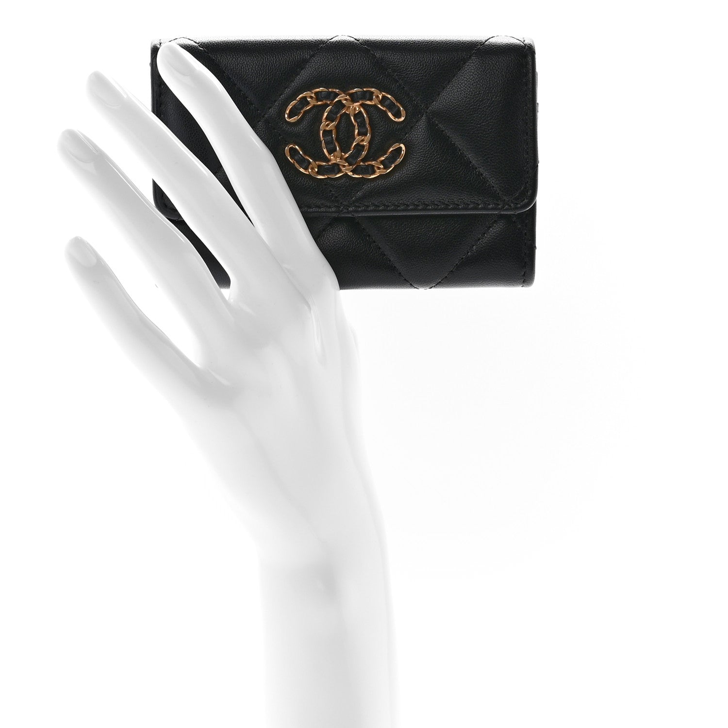 Chanel Lambskin Quilted Chanel 19 Flap Card Holder Black 2 of 10