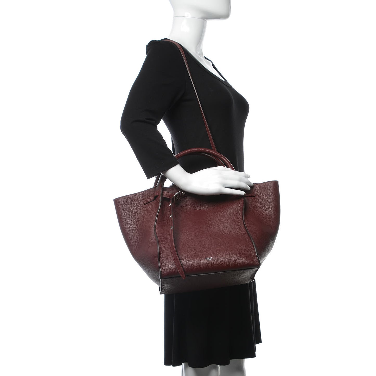 Supple Grained Calfskin Small Big Bag Wine
