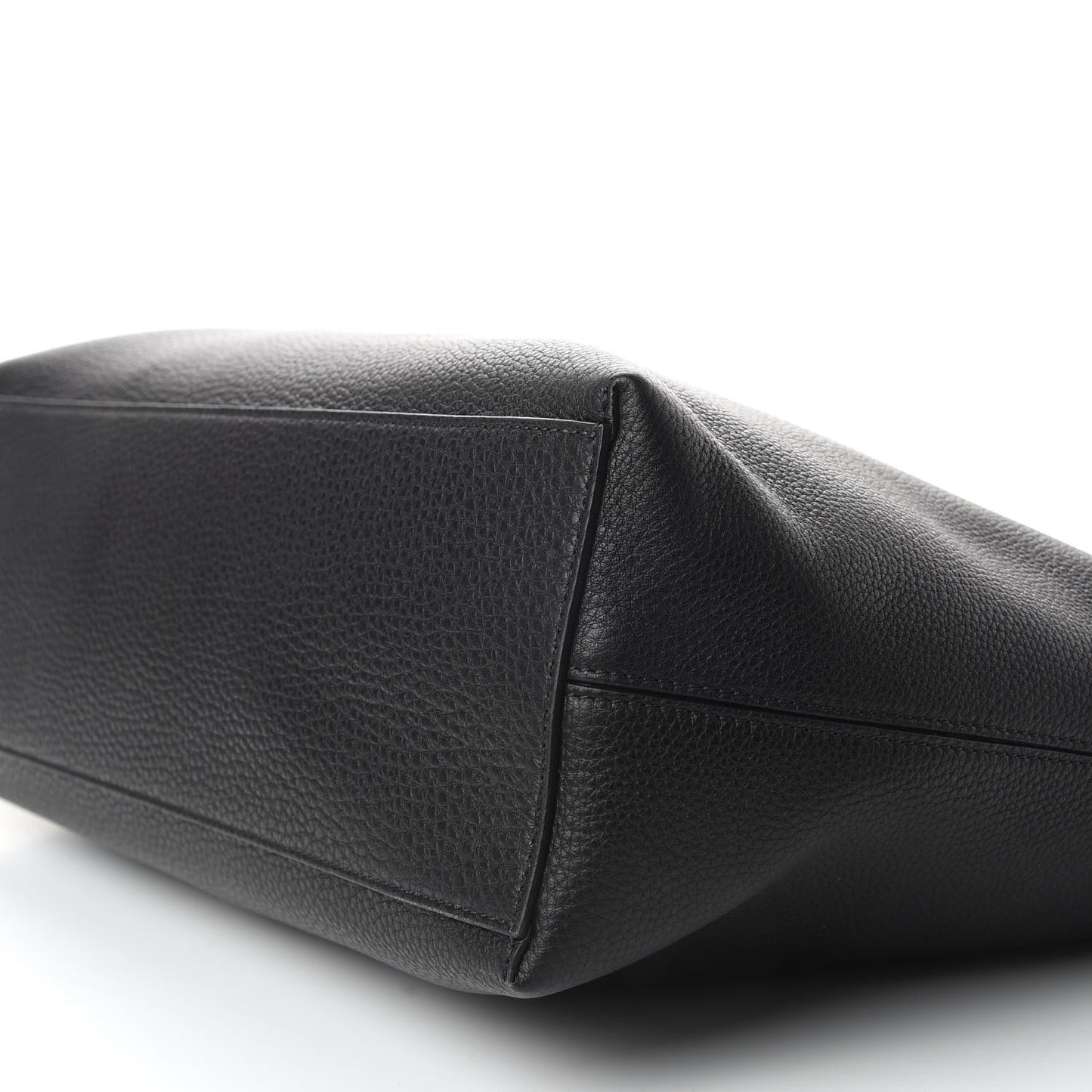 Grained Calfskin Rockstud Shoulder Tote Black