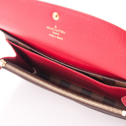 Louis Vuitton Damier Ebene Emilie Wallet Red 5 of 7