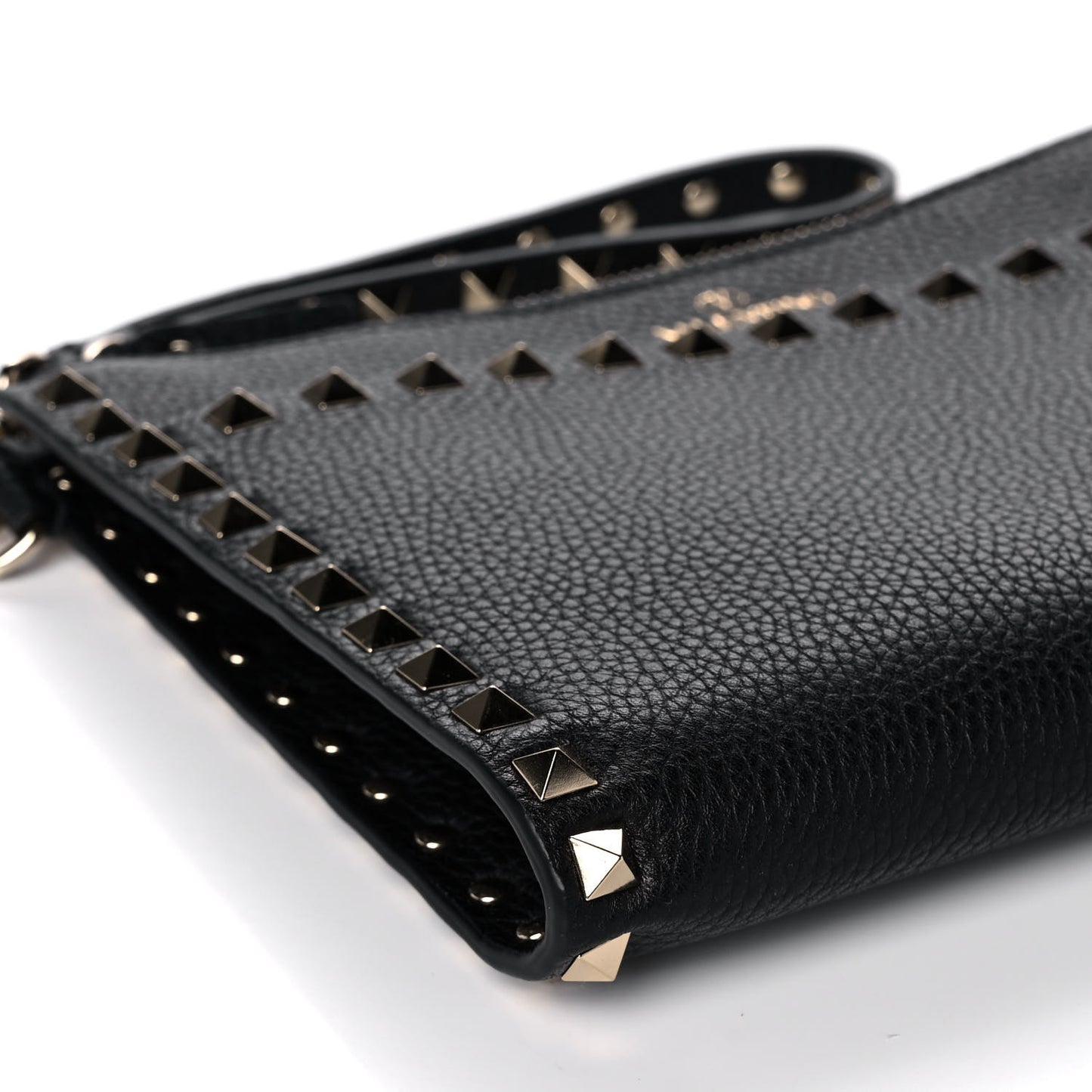 Nappa Medium Rockstud Flat Pouch Black