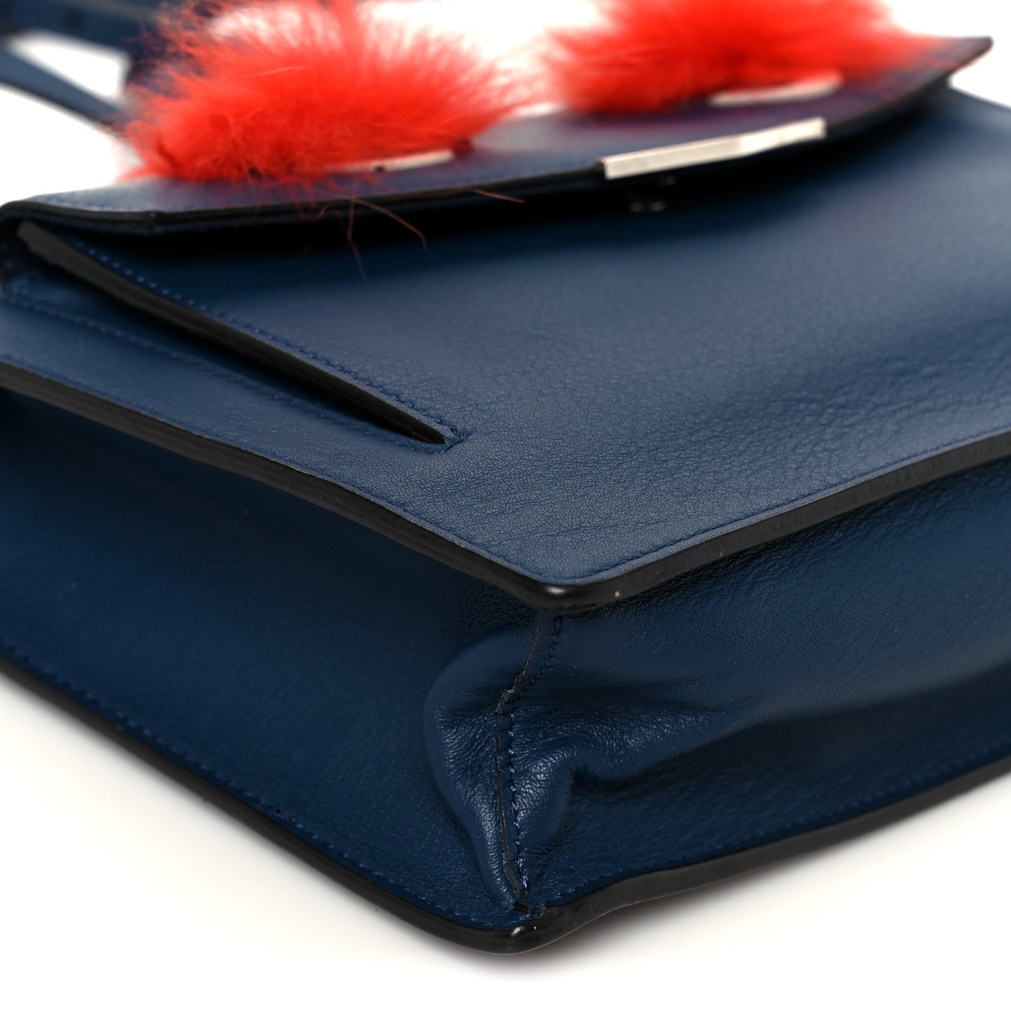 Vitello Dolce Fox Fur Monster Eyes Mini 2Jours Pouch Navy