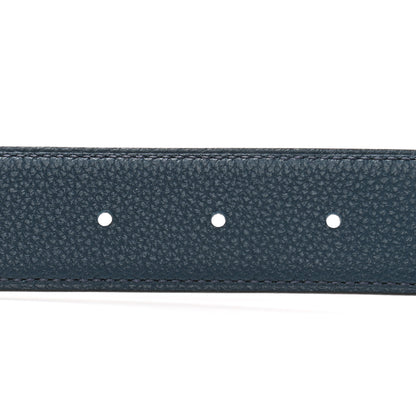 Hermes Box Togo 32mm Belt Strap 105 Black Bleu De Prusse 4 of 6