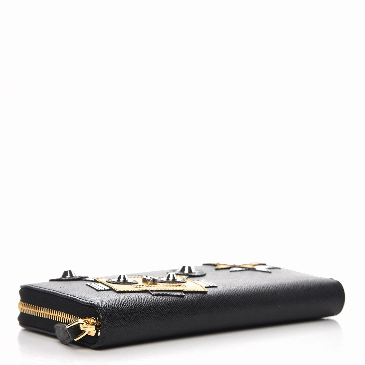 Prada Saffiano Robot Continental Zip Around Wallet Black 4 of 7