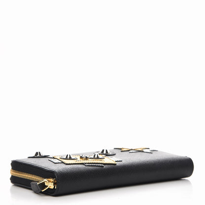 Prada Saffiano Robot Continental Zip Around Wallet Black 4 of 7