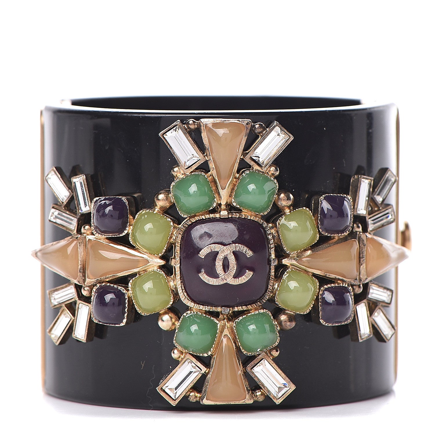 Chanel Resin Enamel CC Cabochon Cuff Black Multicolor 1 of 7
