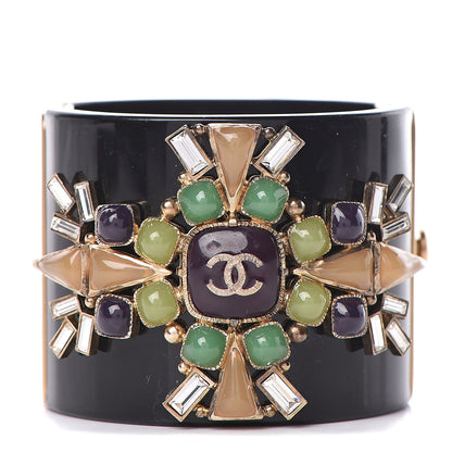 Chanel Resin Enamel CC Cabochon Cuff Black Multicolor 1 of 7