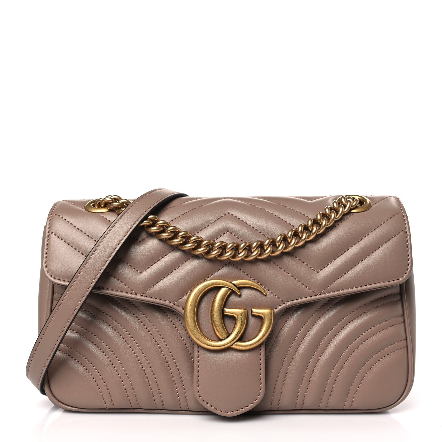 Gucci Calfskin Matelasse Small GG Marmont Shoulder Bag Porcelain Rose 1 of 8