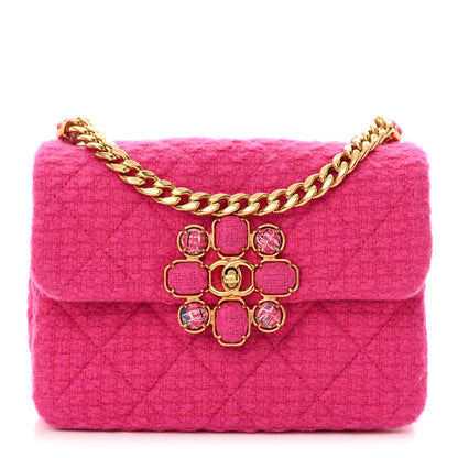 Chanel Cashmere Tweed Quilted Mini Bijoux Flap Fuchsia 1 of 11