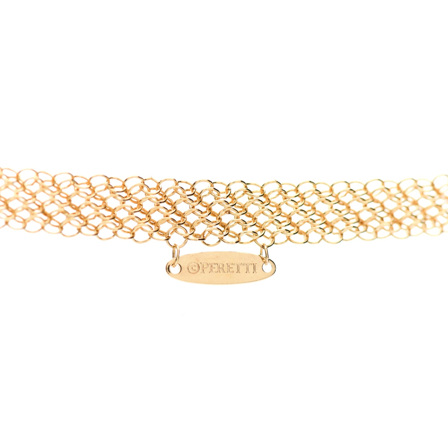 18K Yellow Gold Elsa Peretti Tiger Eye Touchstone Mesh Necklace