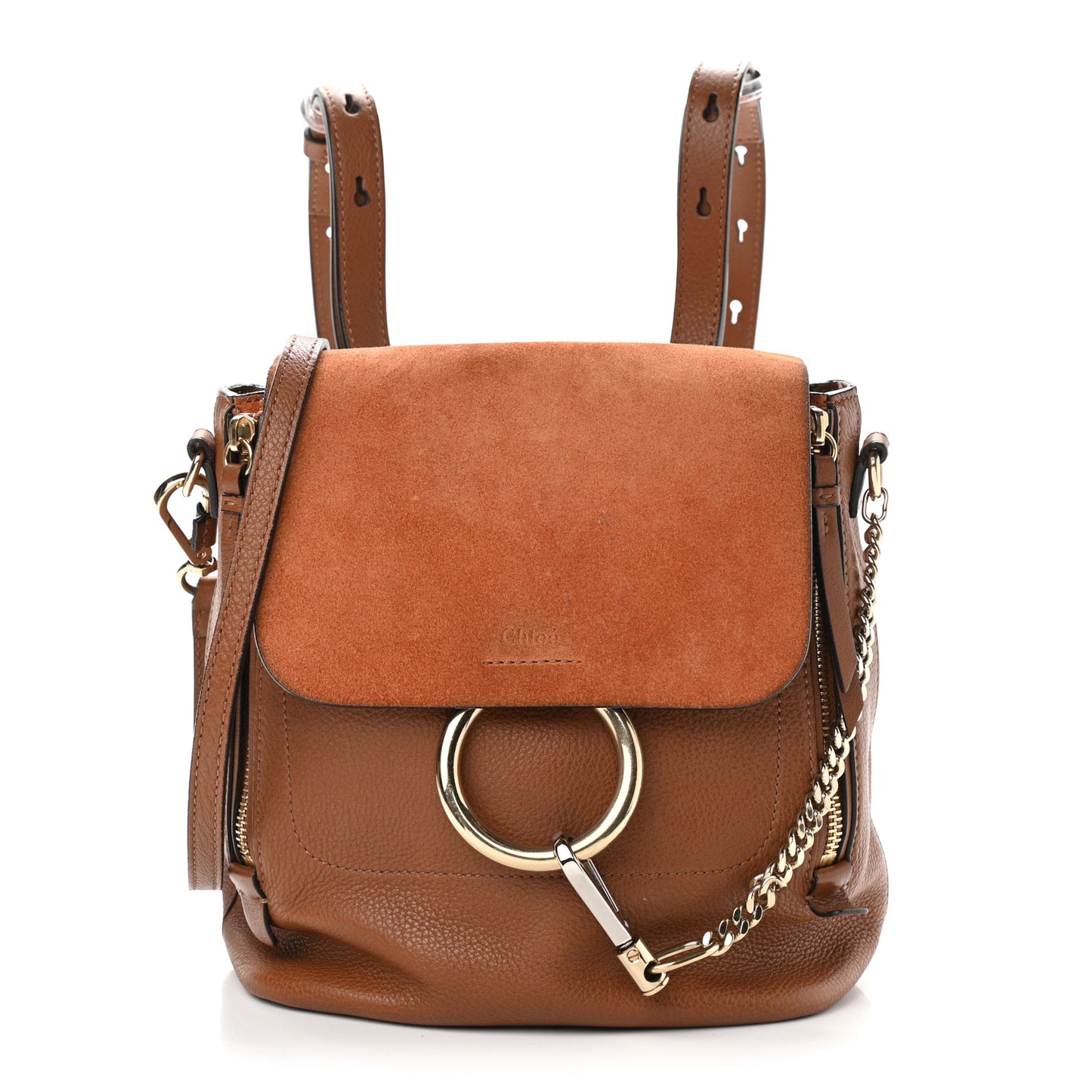 Suede Calfskin Medium Faye Backpack Tan