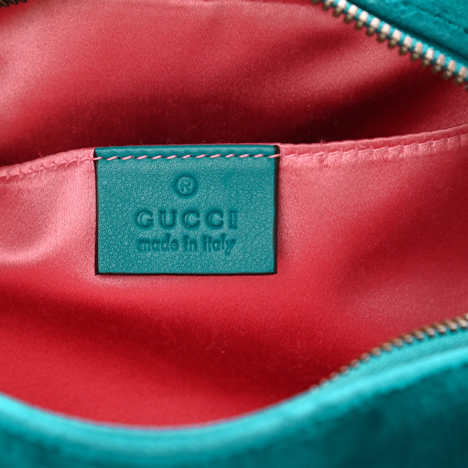 Gucci Velvet Matelasse Small GG Marmont Chain Shoulder Bag Pavone Cyan 6 of 10