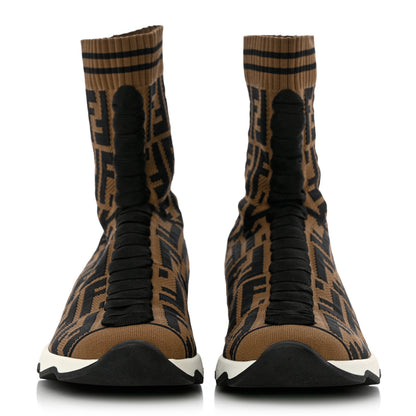 Fendi Stretch Knit Jacquard FF Reloaded Sock Sneakers 37 Tobacco Black 2 of 9