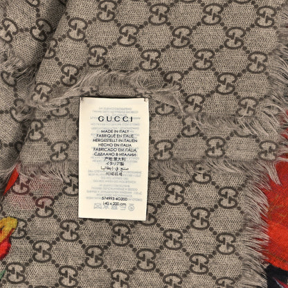Gucci Wool Monogram Courrier Fringe Shawl Beige Light Brown 3 of 3
