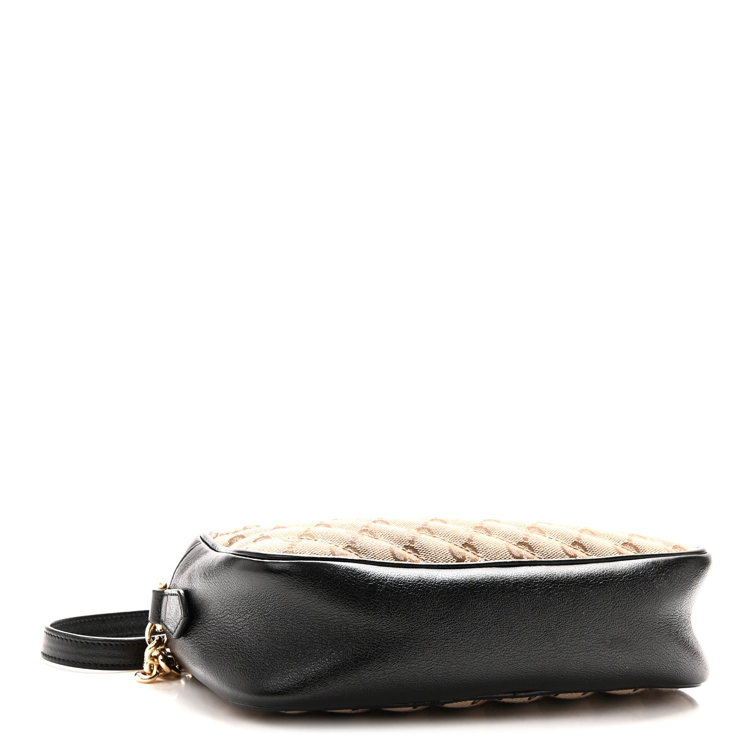 Gucci Monogram Matelasse Diagonal Small GG Marmont Chain Shoulder Bag Beige Black Beige Black 4 of 10